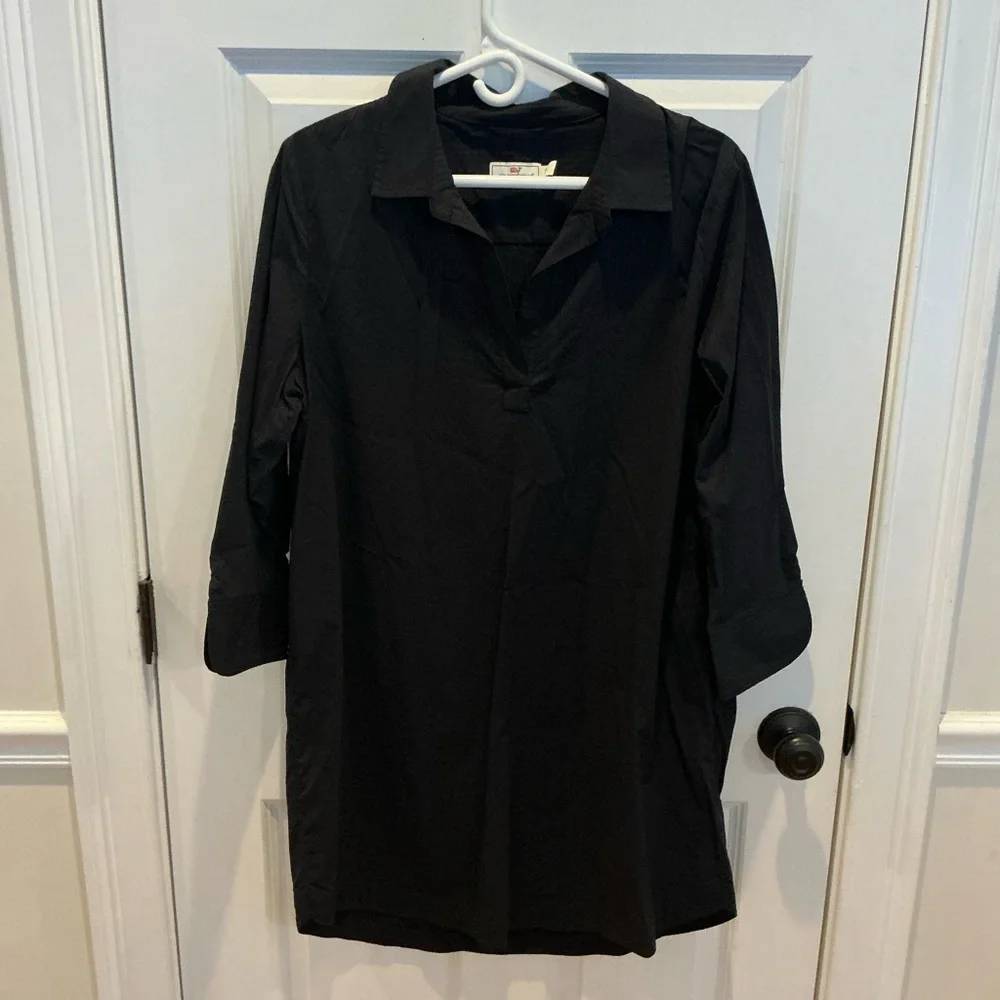 Vineyard Vines black Lucaya Performance Seersucker Dress sz large - Picture 2 of 7